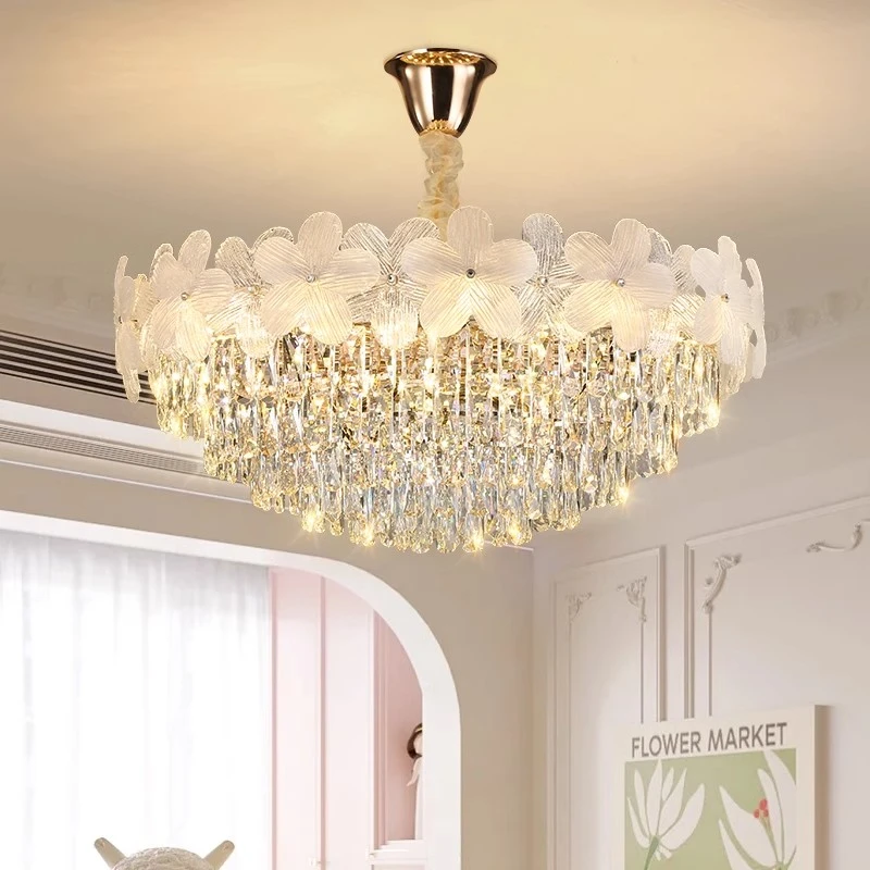 2024新款花朵吊灯主卧后现代餐厅灯北欧水晶灯水晶吊灯床头吊灯