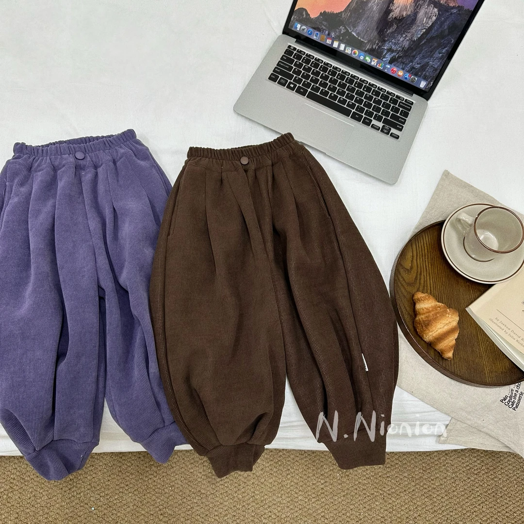 nana儿童韩版木棉绒褶皱哈伦裤 23QD188