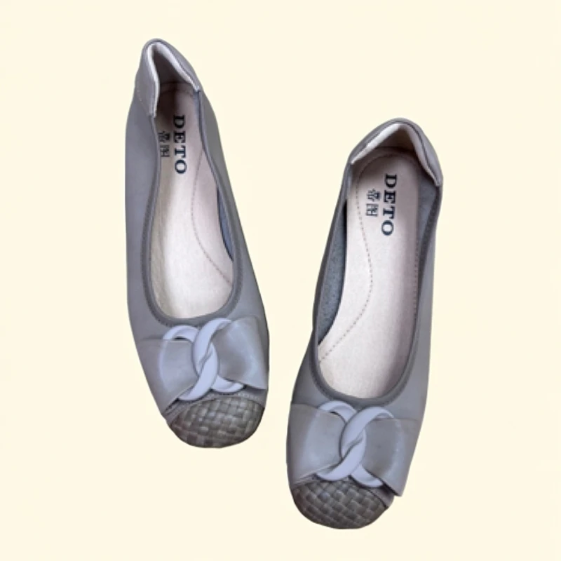 【菲菲手工】新款蝴蝶结豆豆底 头层牛皮软底软面平底鞋