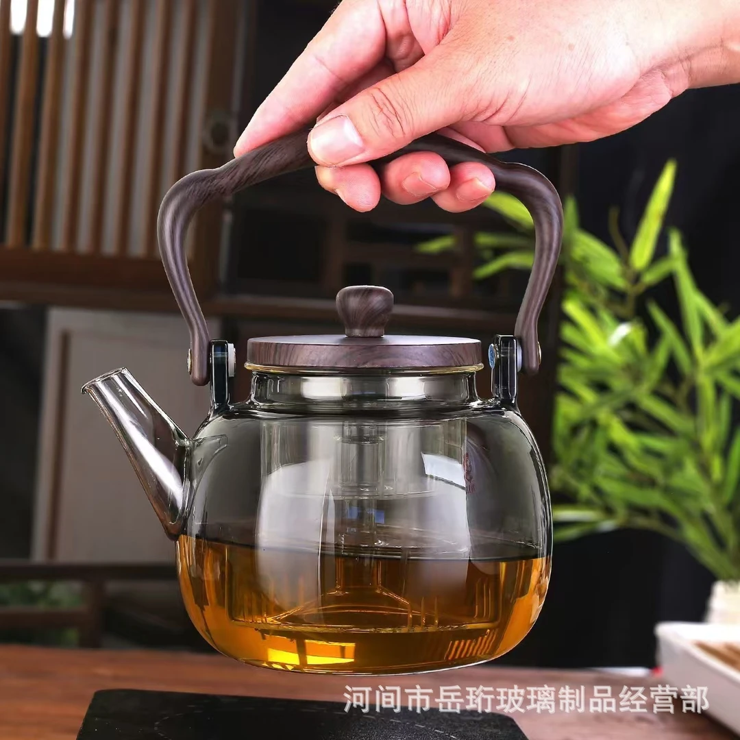 新款海棠耐1200ml高温玻璃提梁壶电陶炉烧水壶围炉煮茶器壶