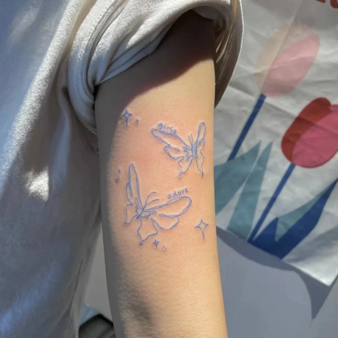 【2张装】蝴蝶彩色纹身贴花臂纹身女防水持久个性甜酷ins风性感逼真