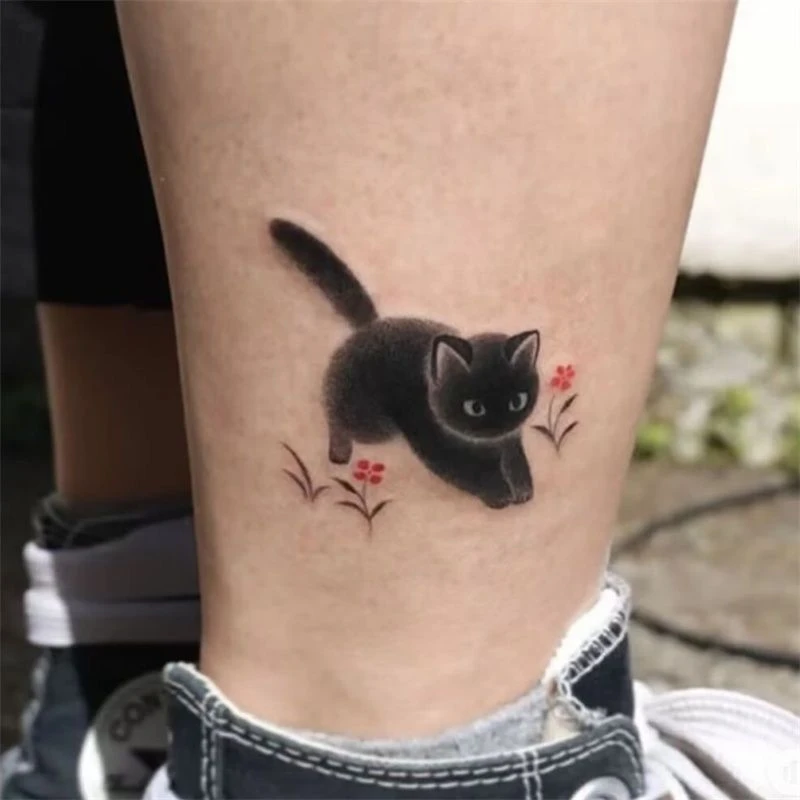 卡通猫纹身贴萌宠月亮猫咪可爱草本果汁个性黑猫男女防水持久潮款