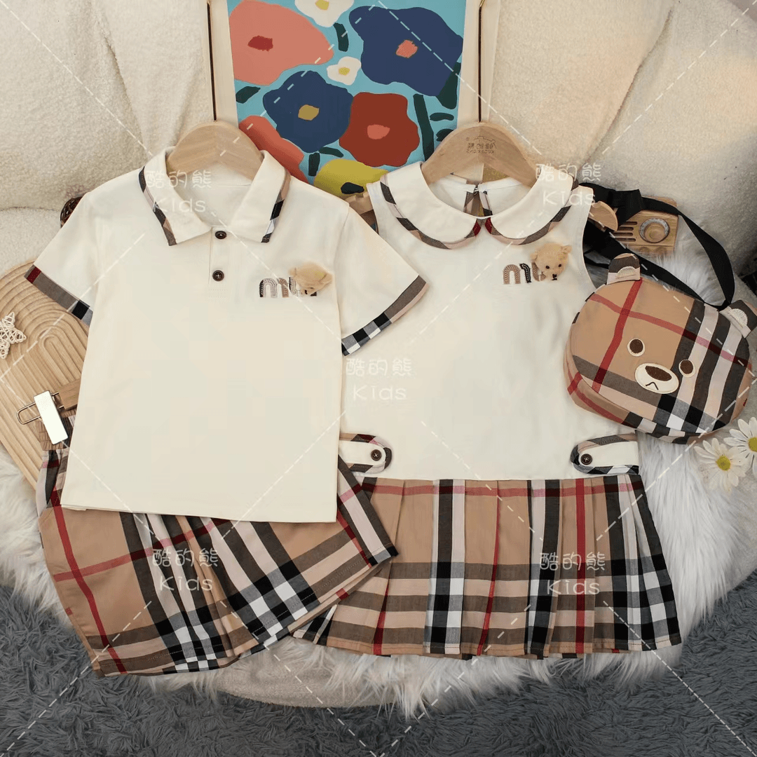 儿童夏装套装2024男童女童韩版洋气兄妹装短袖裙子两件套D2S3-270
