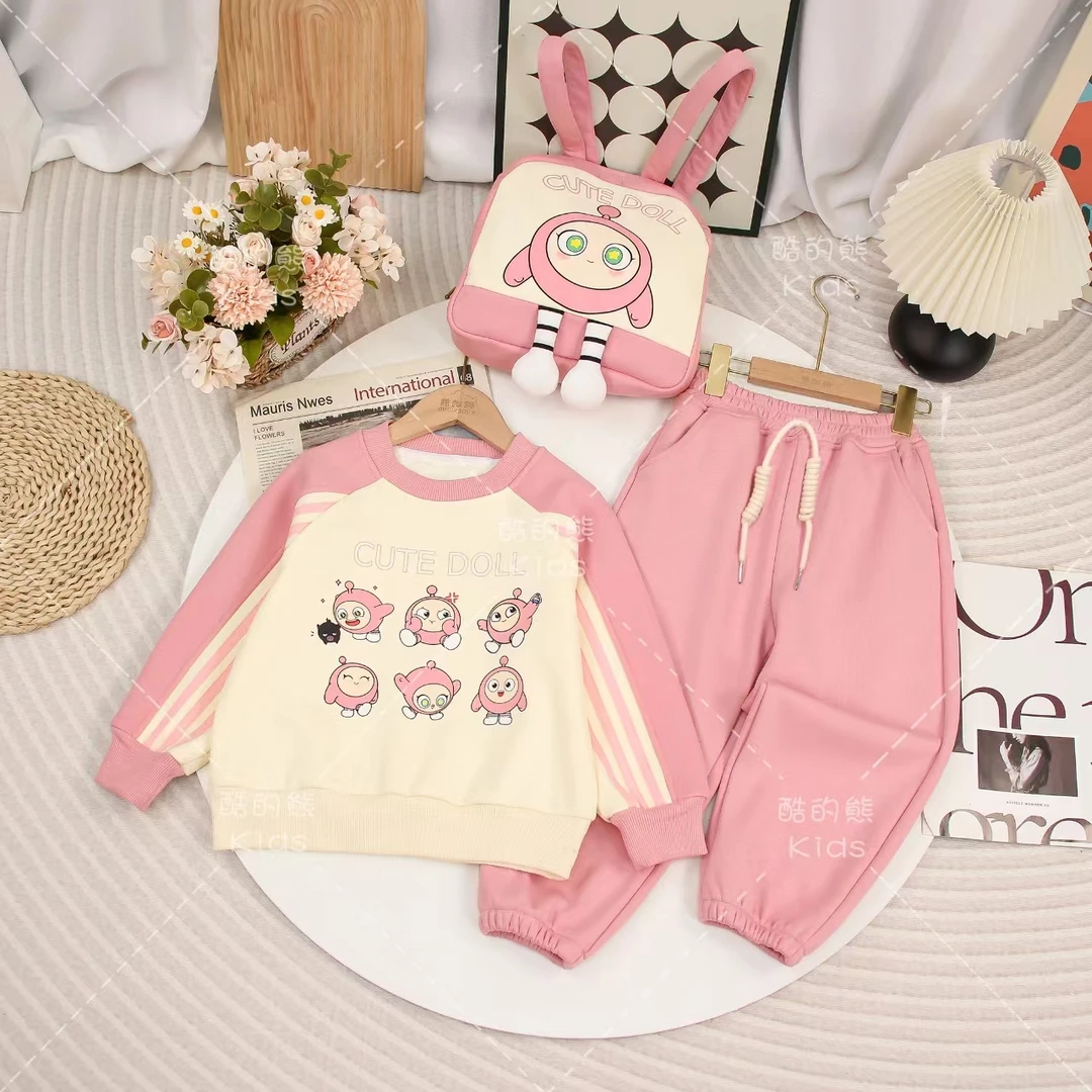 儿童秋季套装2024男童女童韩版洋气中大童卡通圆领两件套D3S3-381