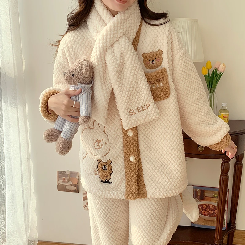 【秋冬季-保暖珊瑚绒】月子服5-10月产妇产后喂奶孕妇哺乳睡衣女