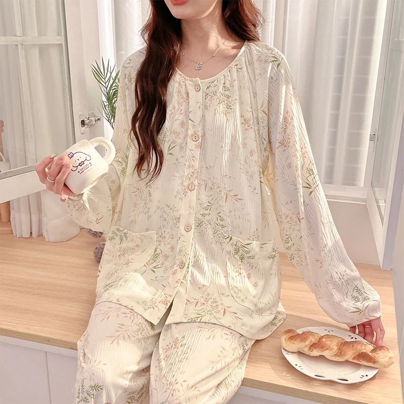 【春夏薄款-皱布】月子服7-11月产后孕妇哺乳产妇睡衣长袖宽松透气