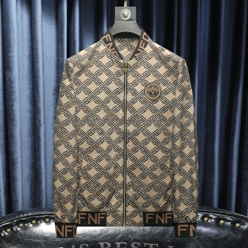 2025新款潮流男士夹克时尚提花外套轻奢修身百搭上衣-87745