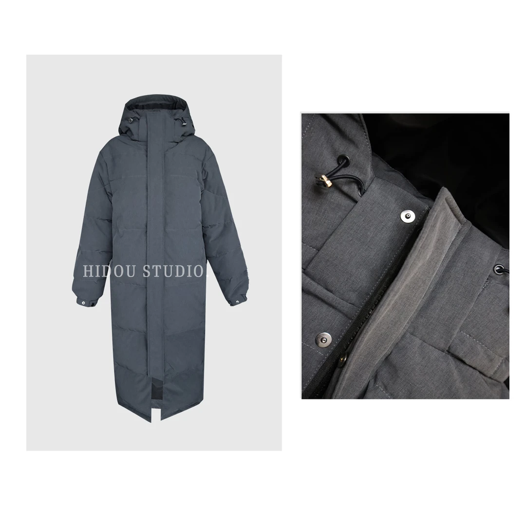 【痘痘私服】|【大棉被2.0】防泼水气质灰长款连帽90白鸭绒羽绒服