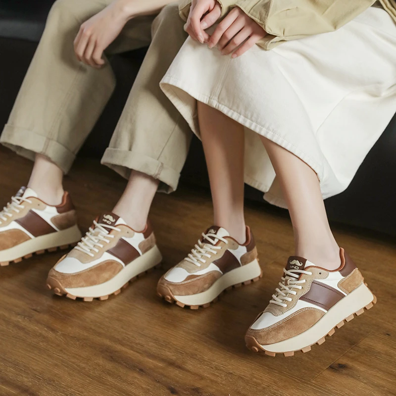 2025 泰坦男女美拉德复古真皮百搭厚底休闲阿甘鞋