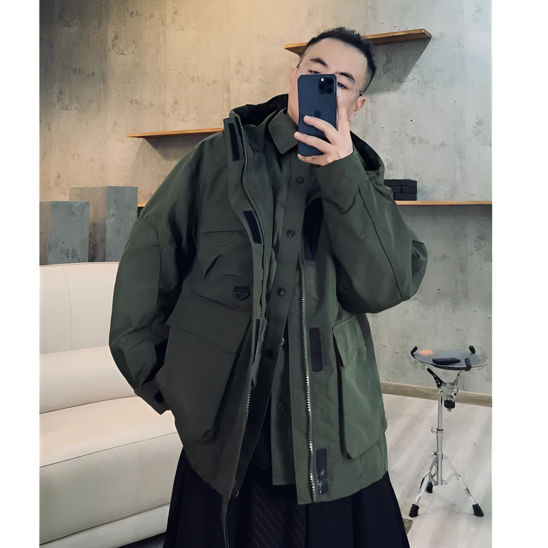 痞帅工装风男款两件套羽绒服