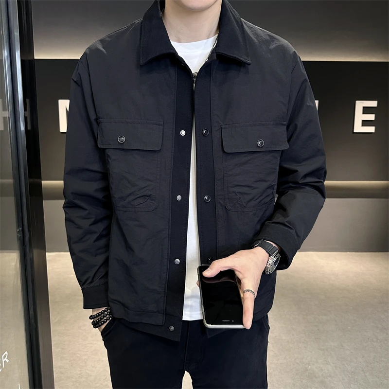 2025新款棉服加棉加厚秋冬时尚翻领夹克休闲帅气工装男士外套