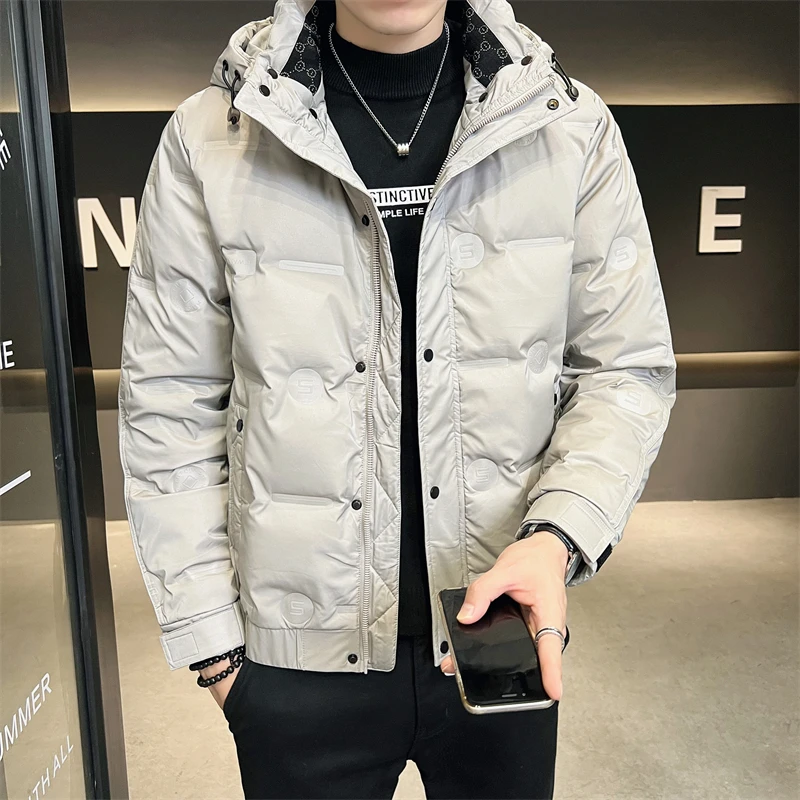 帽子可拆卸新款男冬季潮流短款防寒服羽绒服连帽鸭绒外套加厚保暖