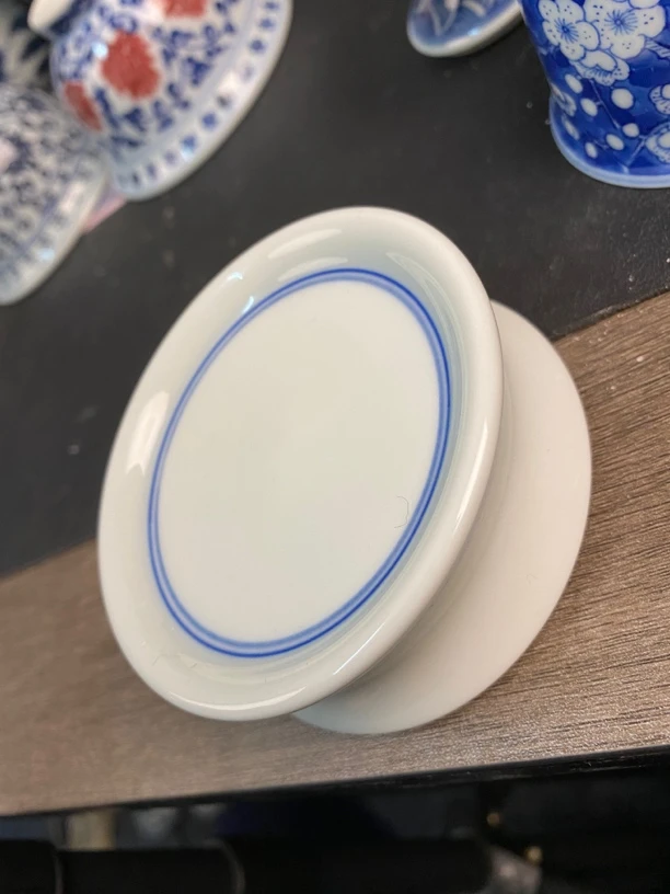 仿古手绘陶瓷茶托复古简约中式隔热垫茶道配件手绘双线盖置