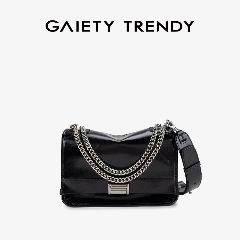 GAIETY&TRENDY·罗马柱链条托特包牛皮大容量时尚通勤单肩斜挎包女