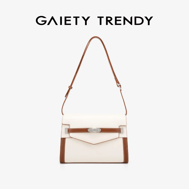 GT女包小众轻奢时尚单肩斜跨包大容量通勤高级质感真皮撞色凯莉包