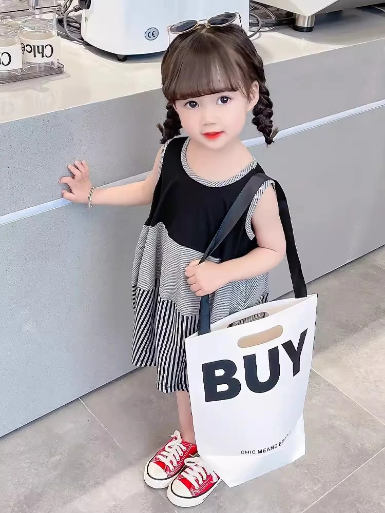 女童连衣裙夏季网红背心裙女孩儿童纯棉灯笼裙女宝宝韩版T恤裙夏