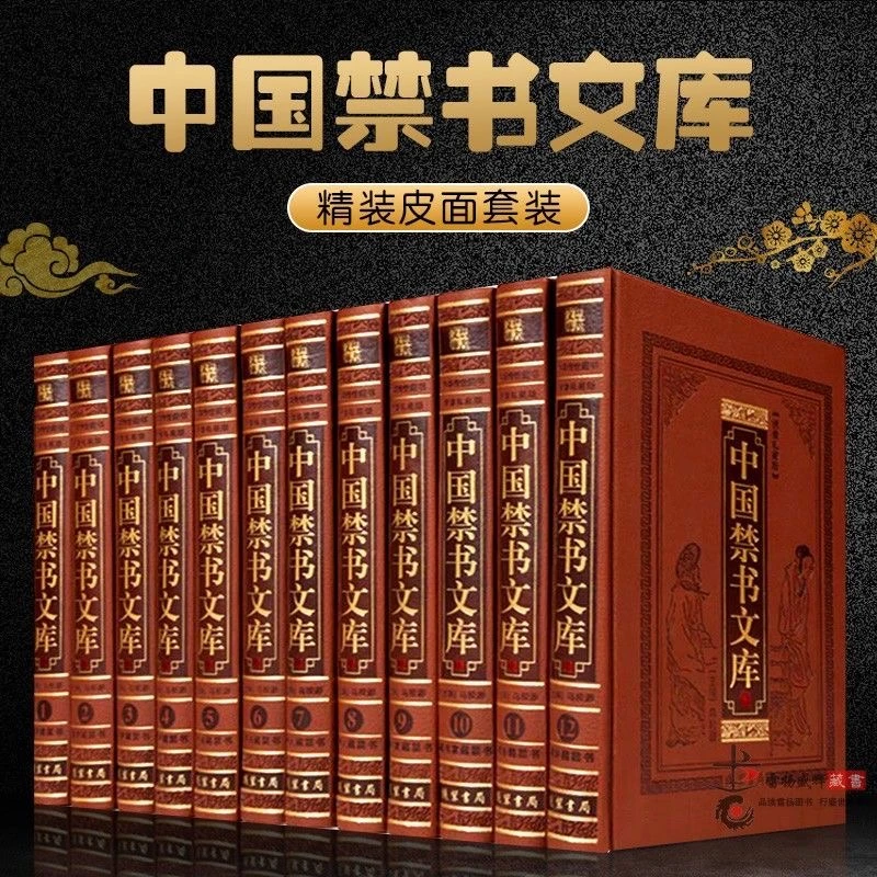 【声调图书】皮面雕花烫金 中国禁书文库 全十二册