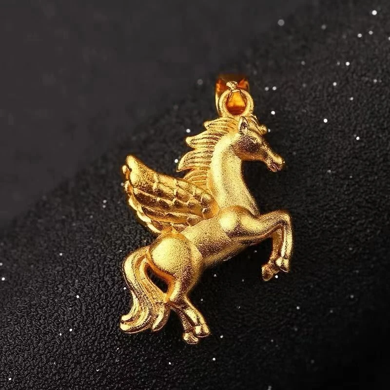 合金吊坠 金色飞马项链马到成功精美吊坠不掉色