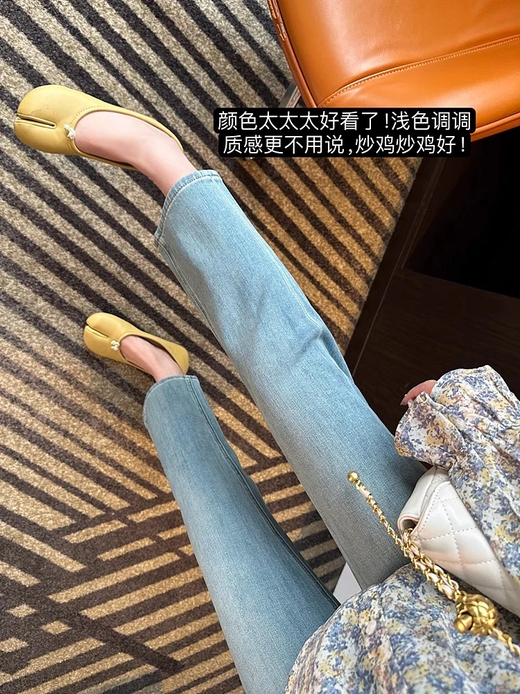 高腰牛仔裤女梨形身材九分直筒春夏新款薄款显瘦小个子超软烟管裤