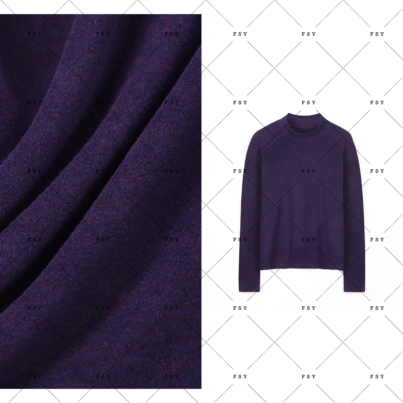 【紫霞仙子】女士羊绒蚕丝澳绒秋冬打底T恤长袖时尚百搭复古