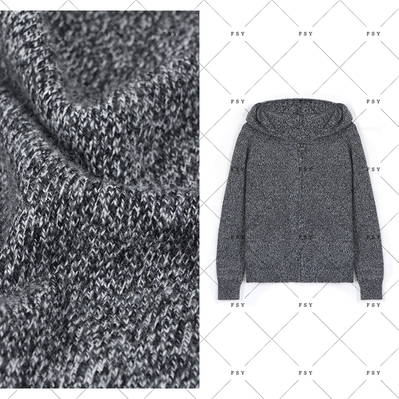 【L*P高奢定制】夹花羊绒羊毛衫连帽长袖针织休闲宽松加厚保暖