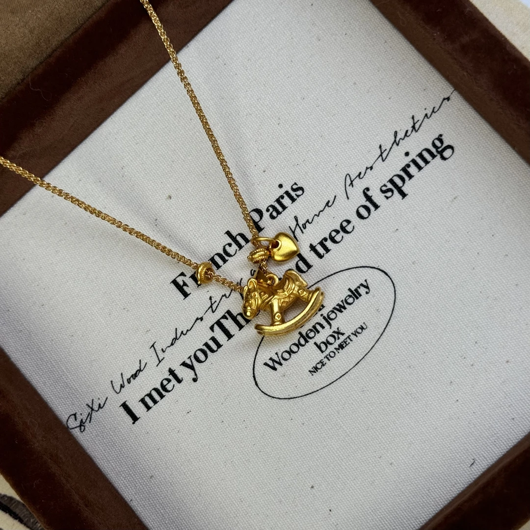 铜合金项链 小木马【马上有钱】项链