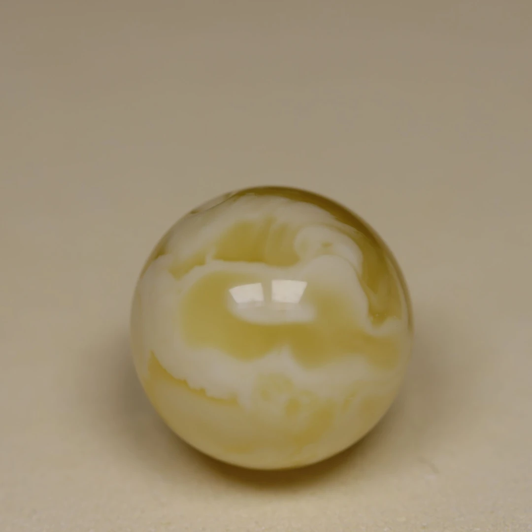 天然原矿俄料金瓷白溶洞妖花20.0蜜蜡圆珠单珠