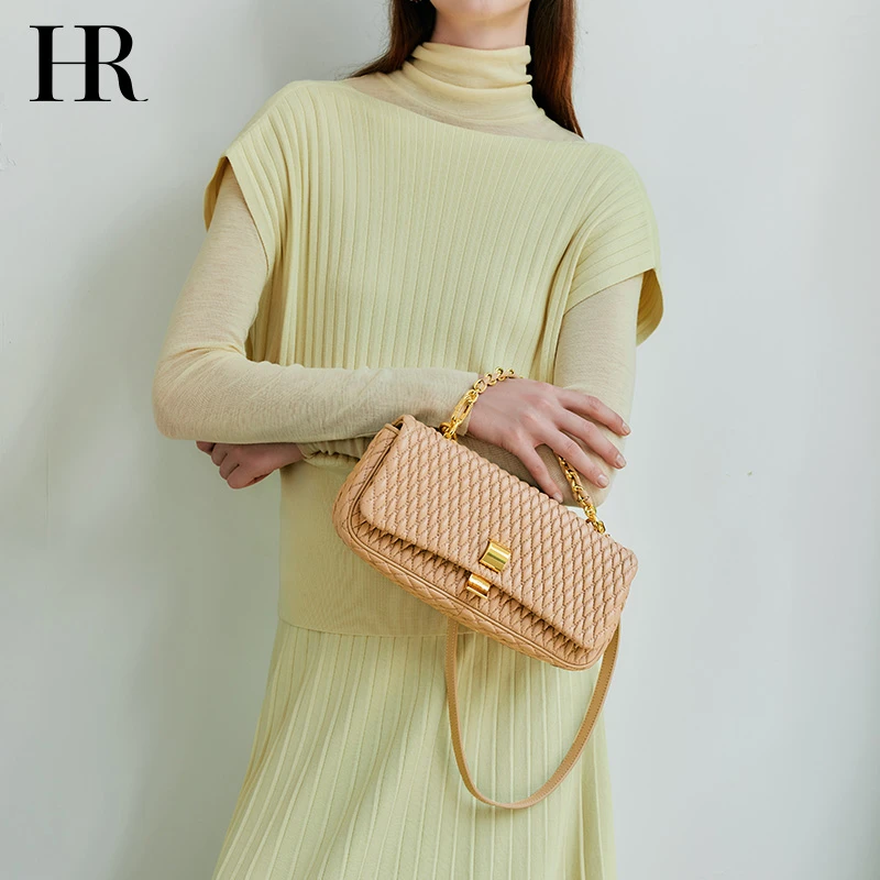 HR赫莲娜包包女琥珀流光气质法棍包百搭手拎包高级感单肩包