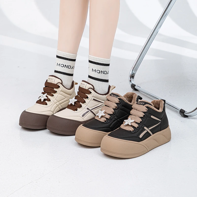 KY23923大码女鞋40-43真皮加绒运动鞋女软皮软底面包鞋