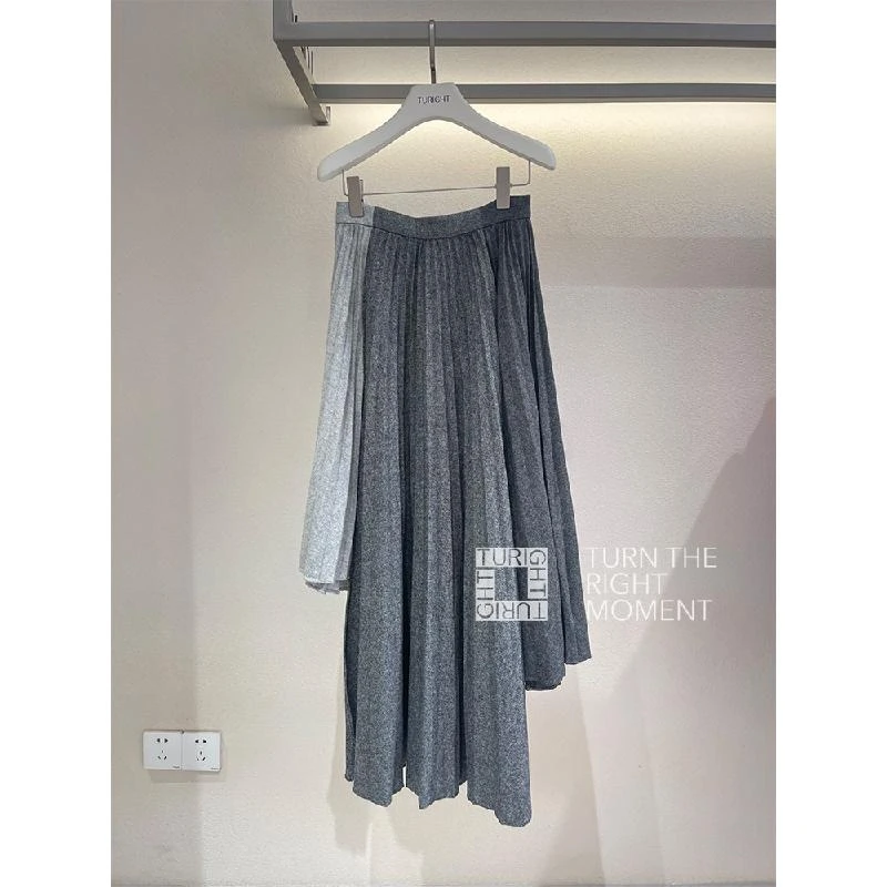 TURIGHT买手店 23FW现货 ROKH设计师品牌 时尚百搭三重百褶半身裙