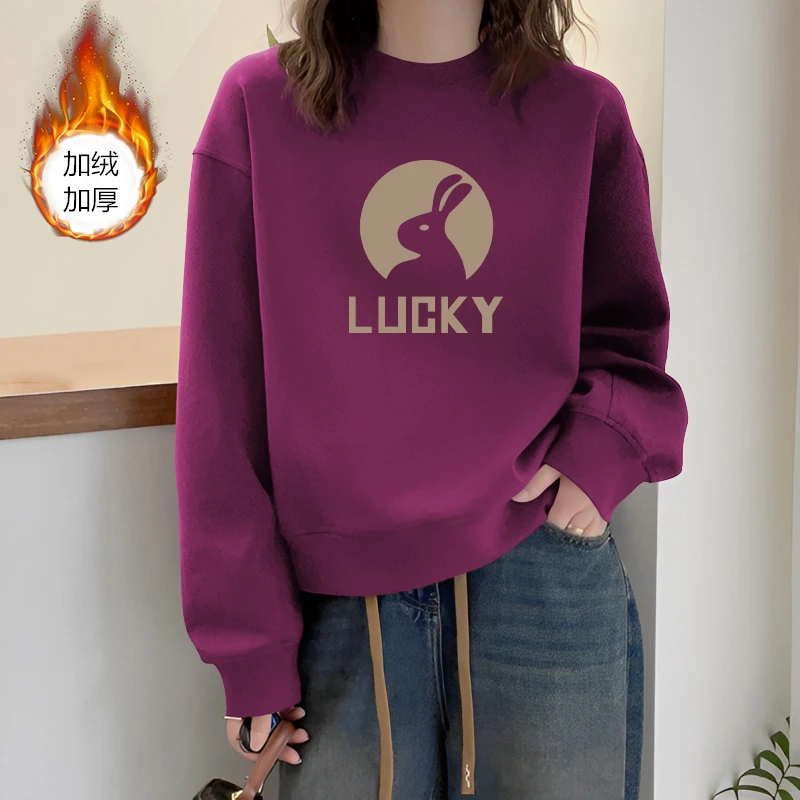 QianLian/浅恋加绒保暖短款卫衣时尚宽松显瘦韩版矮个子百搭上衣