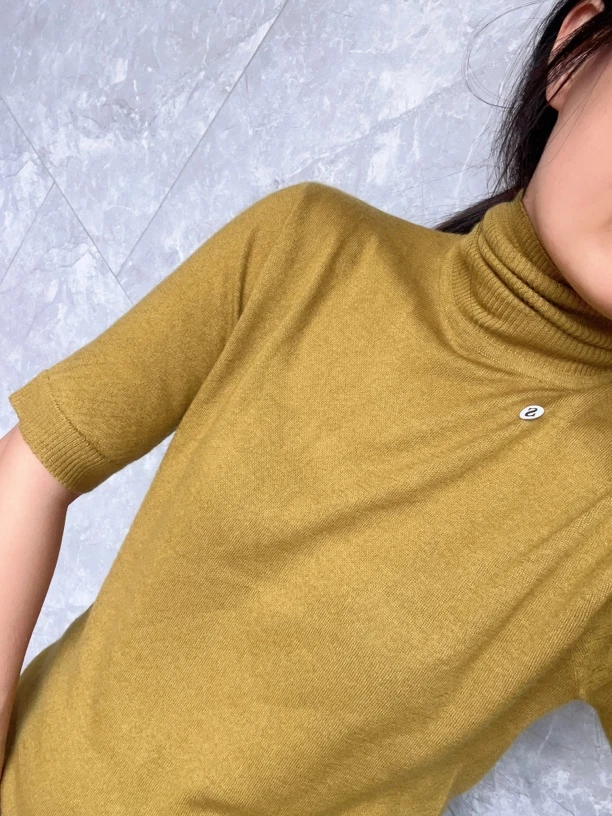 安安家100分精纺高领五分袖羊绒衫