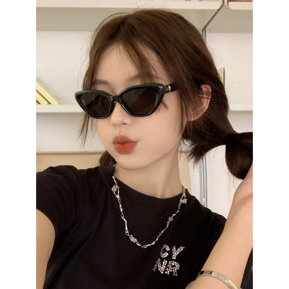 2024新款欧美网红太阳眼镜黑框猫眼时髦偏光gm墨镜女方圆脸显气质