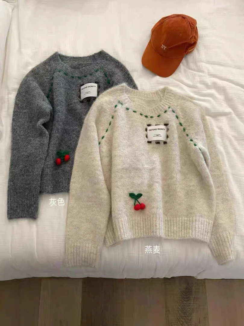 [A01-A200}韩系简约高级毛衣重工2025新款针织女装毛衣百搭加厚