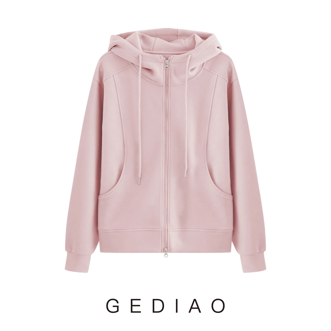 新款24爆款加绒秋冬休闲时尚百搭连帽外套气质显瘦宽松简约减龄