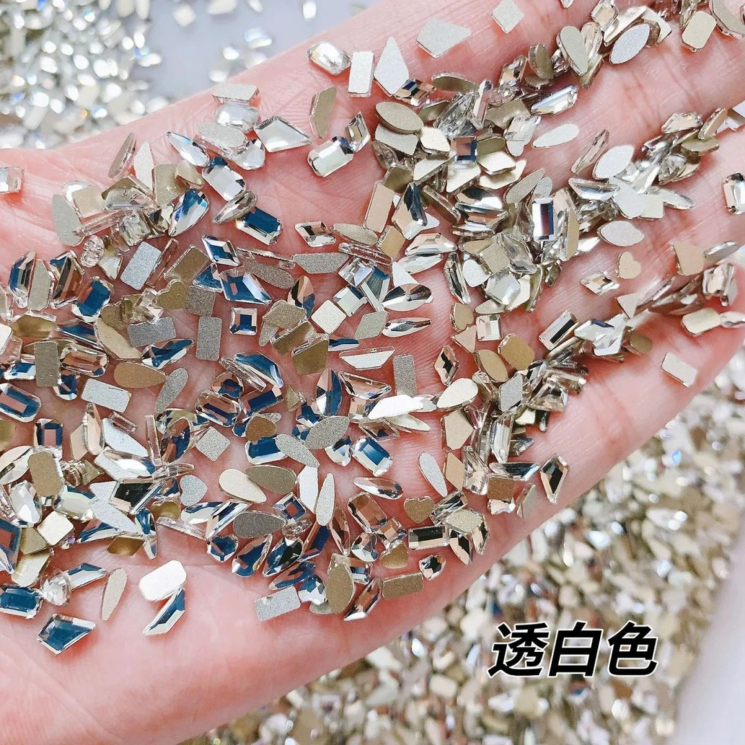 温精灵同款仙气迷你钻小号白色钻平底异形混装美甲小饰品亮钻