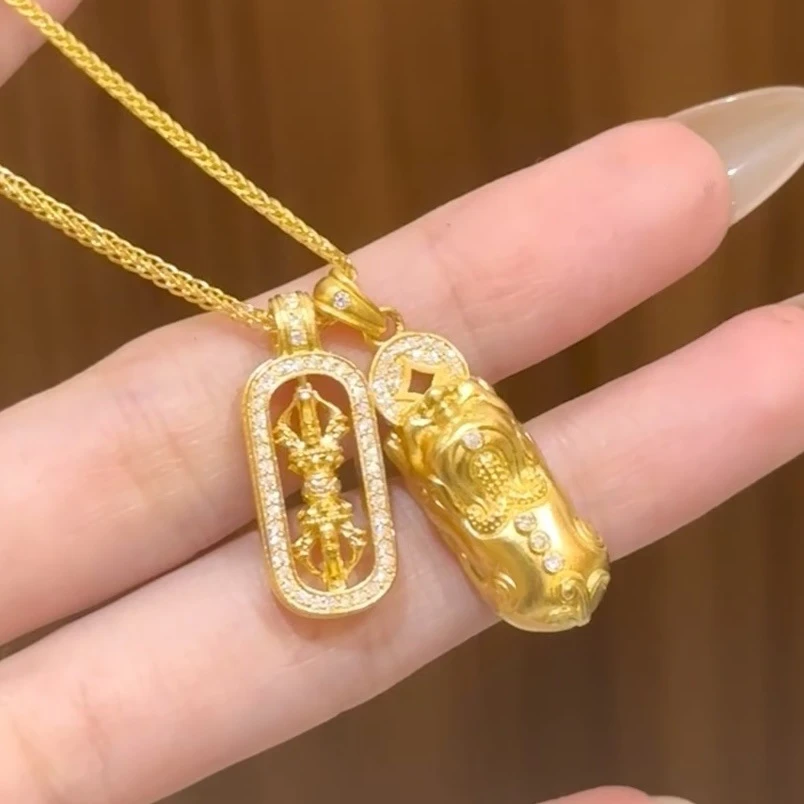 铜合金吊坠 韦雪同款新中式项链貔貅金刚杵镶钻吊坠气质锁骨链