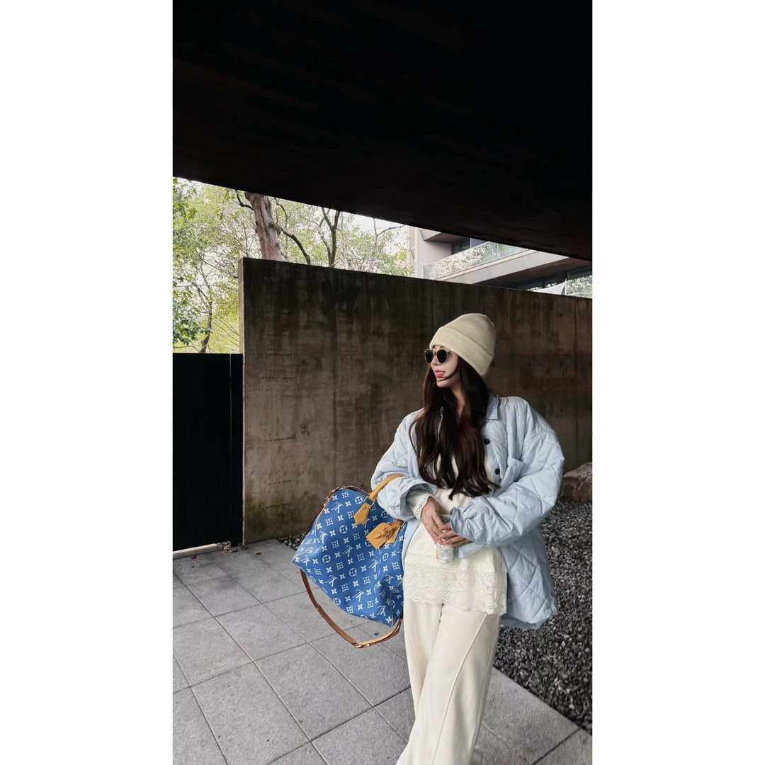 YEER·SHOP【海岸线～】爷儿冬季新款淡蓝色百搭棉服