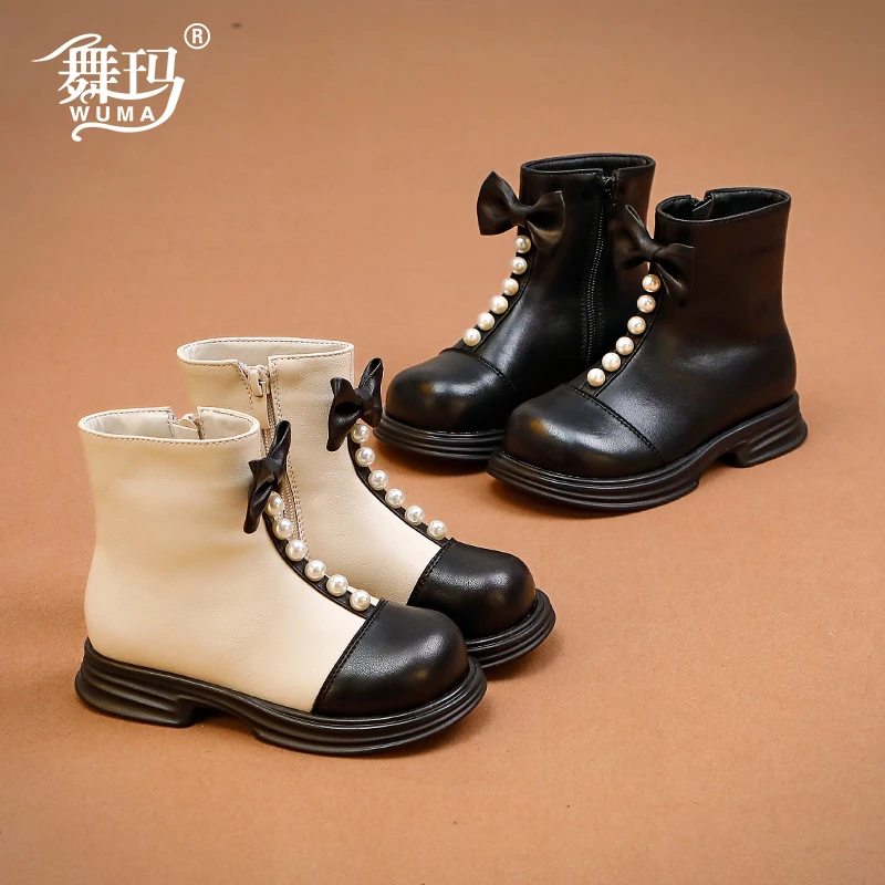舞玛女童短靴儿童马丁靴2025新款宝宝秋冬季时尚加绒二棉鞋234256