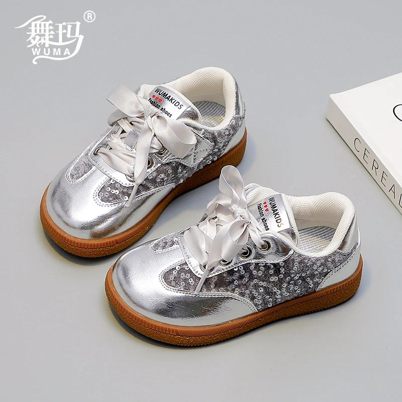 女童鞋子儿童公主运动鞋2025新款春秋女孩秋季亮片软底板鞋432210