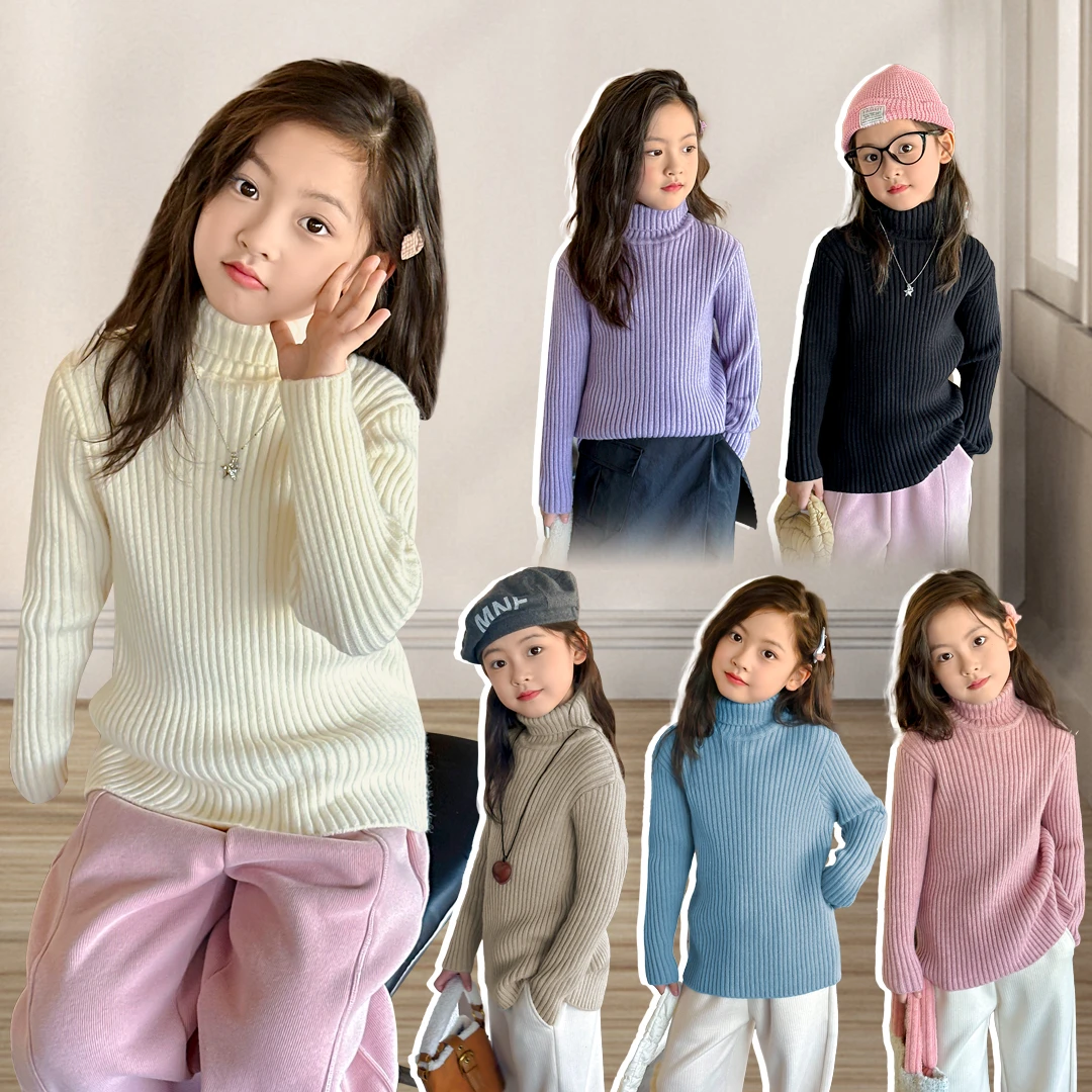 小菲特冬季女宝上衣女童装中大童儿童时尚百搭高领毛衣AFYD42425