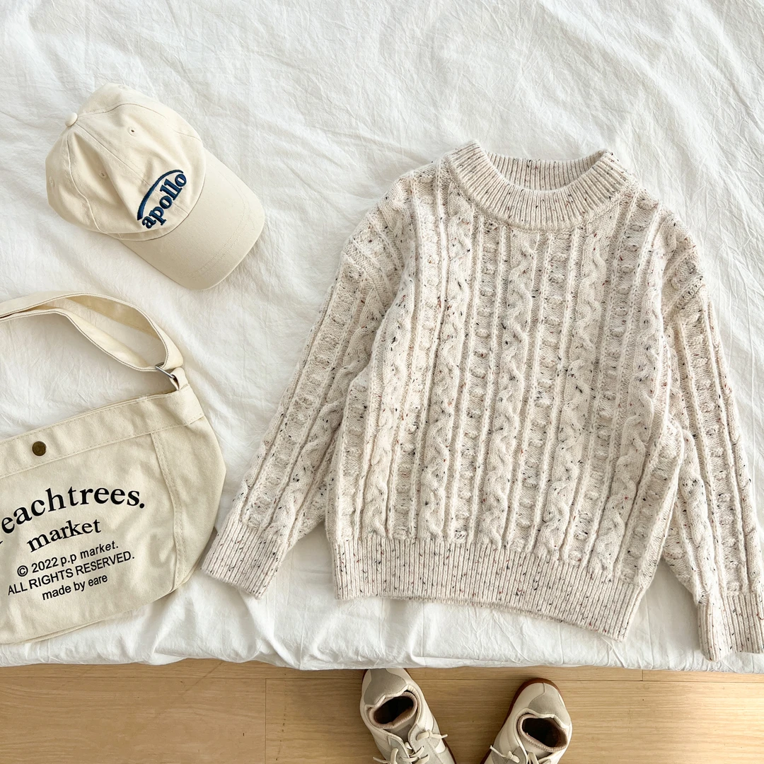 秋冬新款女童装时尚洋气百搭儿童彩点绞花圆领毛衣 MGDYW48170