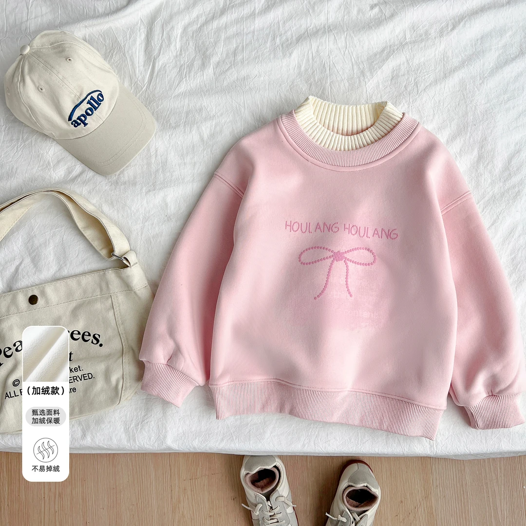 冬季新款女宝加厚上衣中大童女童衣服儿童加绒卫衣YQYDW42406