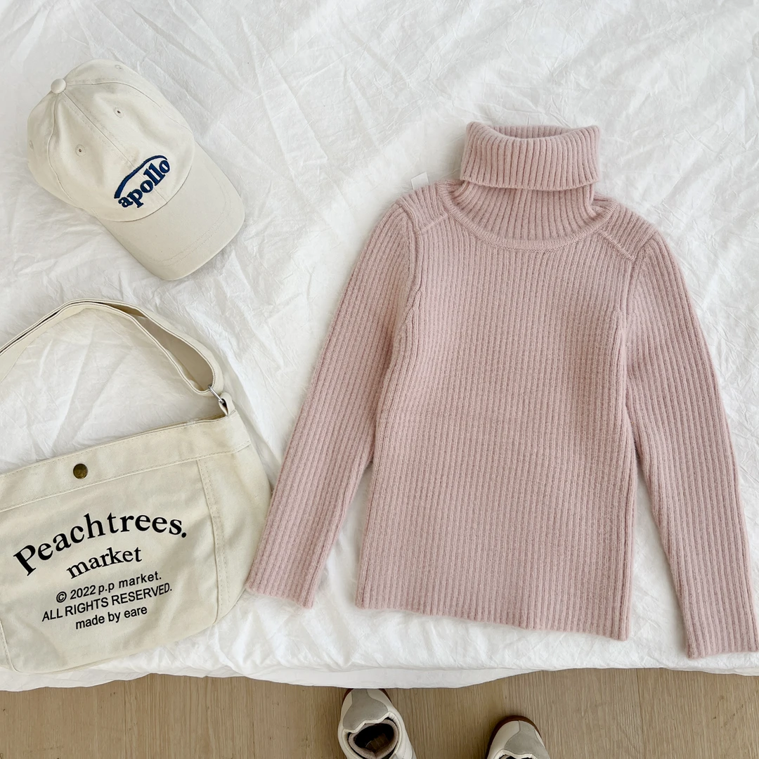 秋冬新款时尚洋气百搭女童光板高领一体绒毛衣JDYDW48273