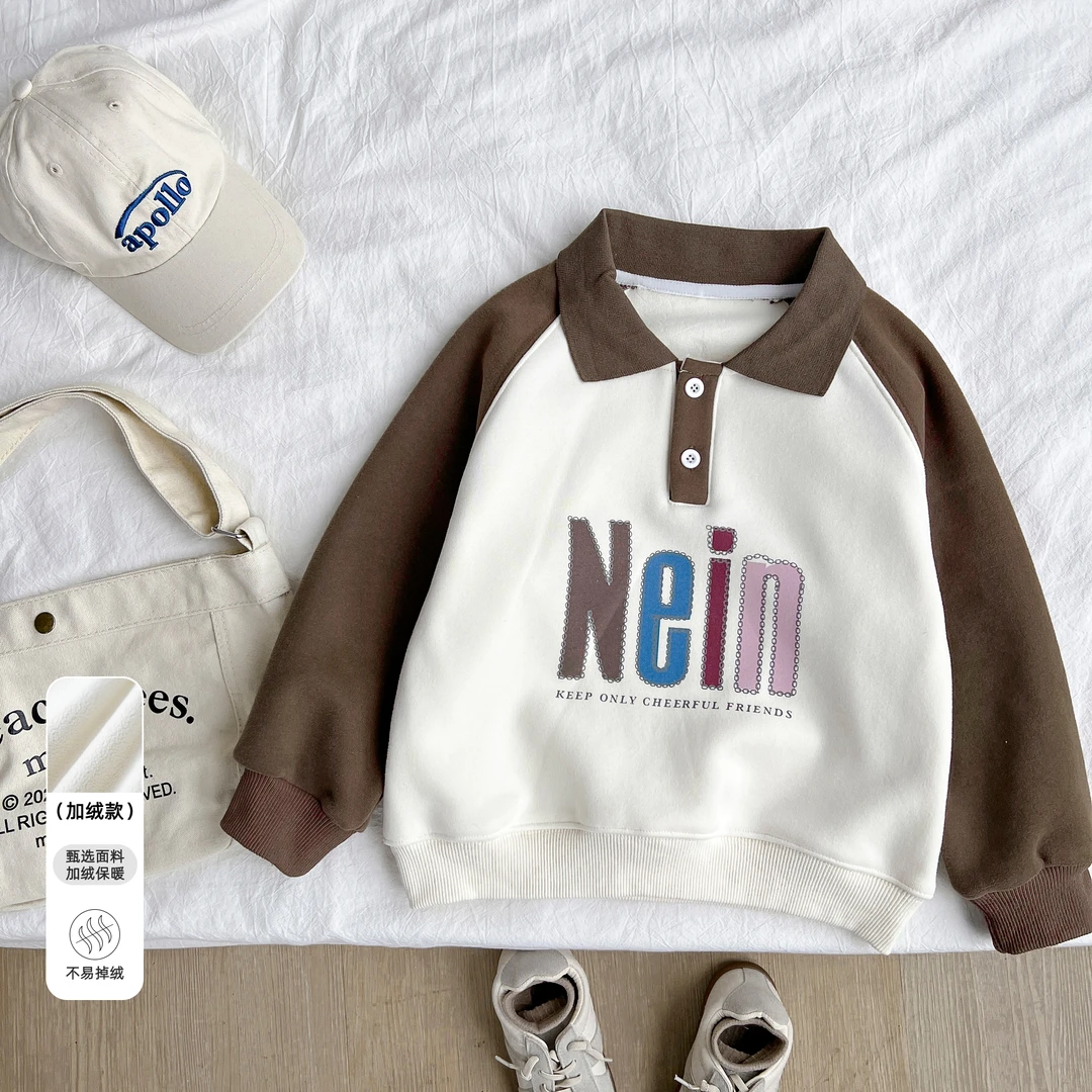 冬季新款女宝宝加厚上衣中大童女童衣服儿童加绒卫衣YQYDW42418