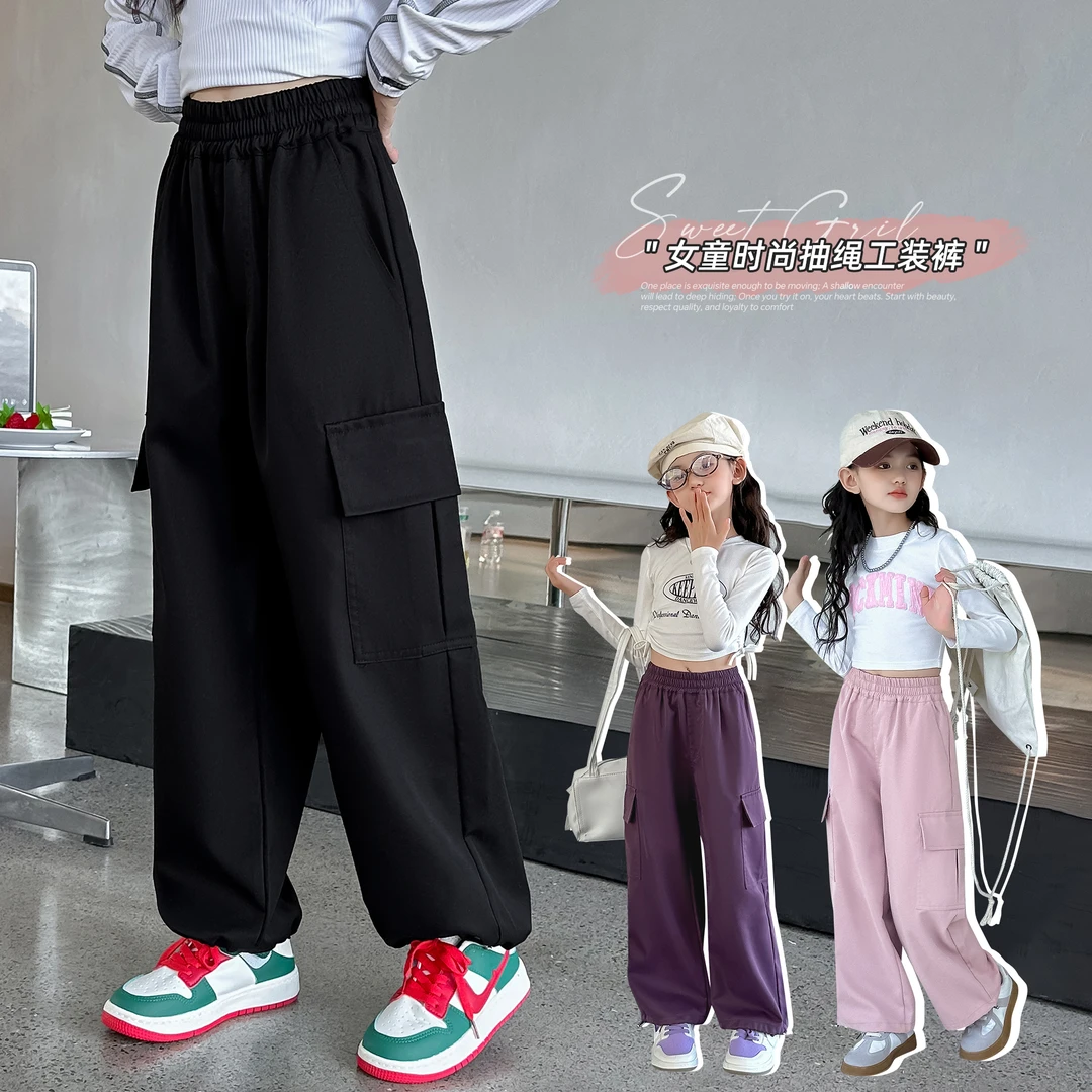 小菲特秋季新款女童裤子6-12岁中大童潮款儿童工装裤HNKQ42339