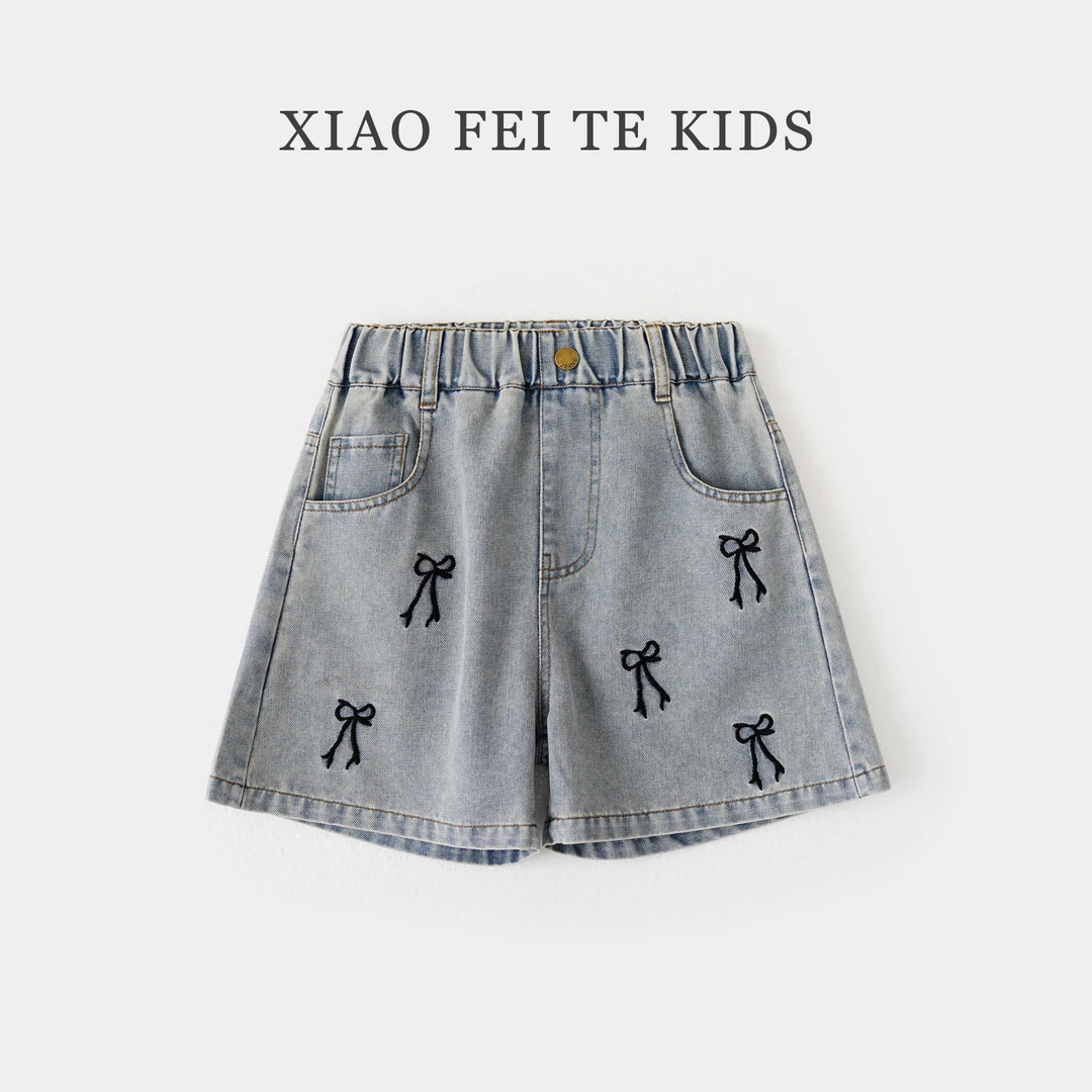 【姗姗】小菲特夏季新款女童装6-12岁女宝宝儿童牛仔短裤JMKX41548