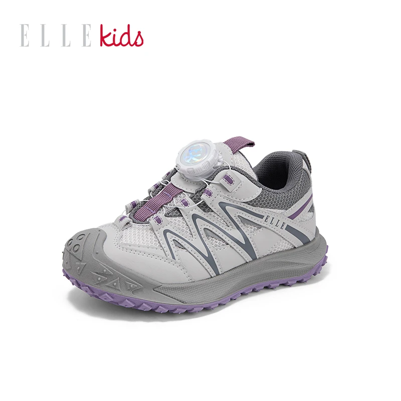 ELLE kids童鞋儿童运动鞋春季新款旋钮男童慢跑鞋软底女童登山鞋