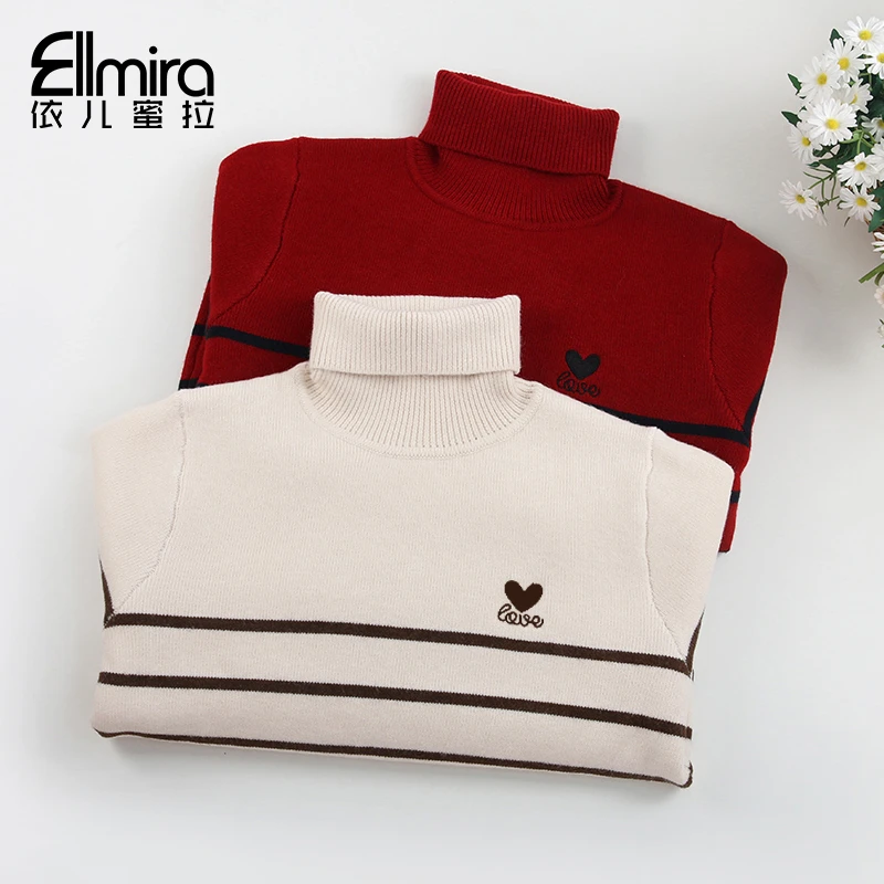 8889女童毛衣高领加绒特厚套头儿童线衣上衣2024新款大童女孩洋气