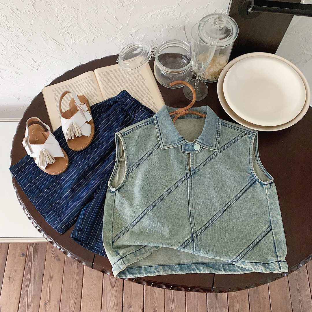 1144 儿童简约牛仔背心夏季新款个性时尚休闲ZYx088